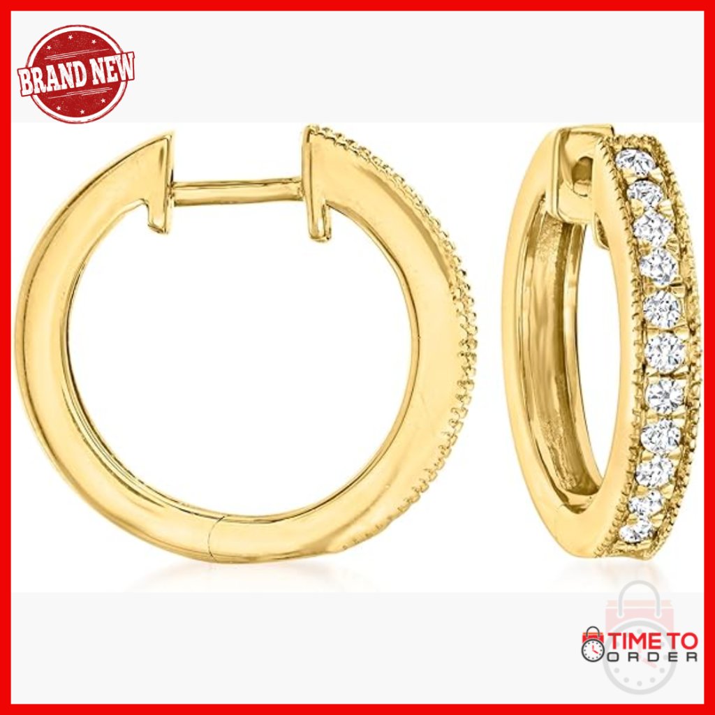 0.25ct Diamond Hoop Earrings 18kt Gold Over Sterling Silver